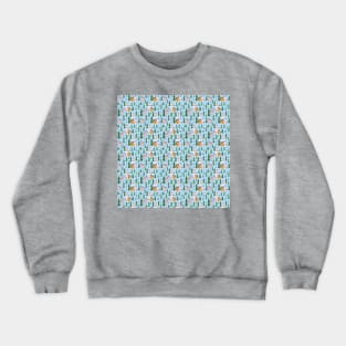 Cabins in Pine Winter Forest - Frosty Blue Crewneck Sweatshirt